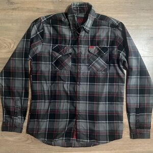 Dixxon Flannel Co Shirt Mens Large Tall Heritage Red Gray Plaid Long Sleeve